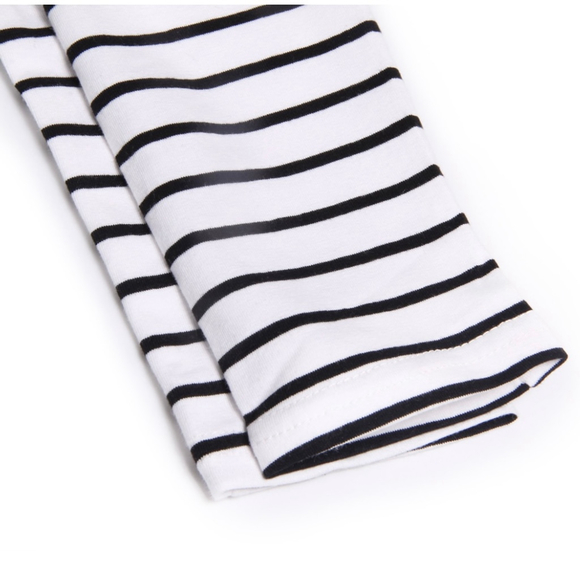 GUESS Black and White Striped Long Sleeve Fit and Flare Dress - Picture 7 of 12